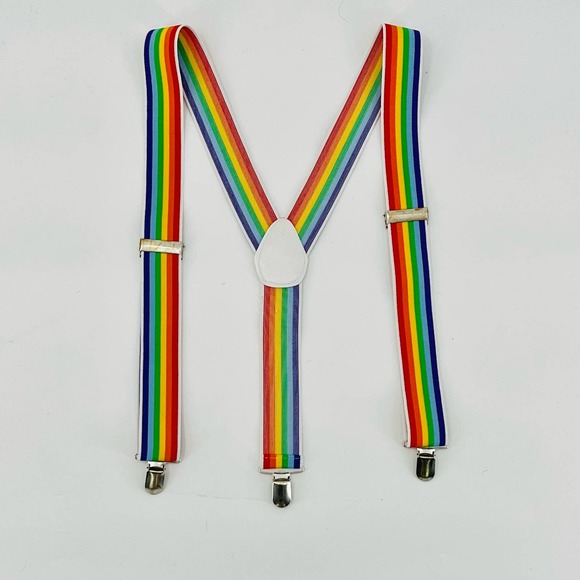 Unisex Rainbow Suspenders Adult One Size Pride Adjustable Clips - Picture 1 of 5